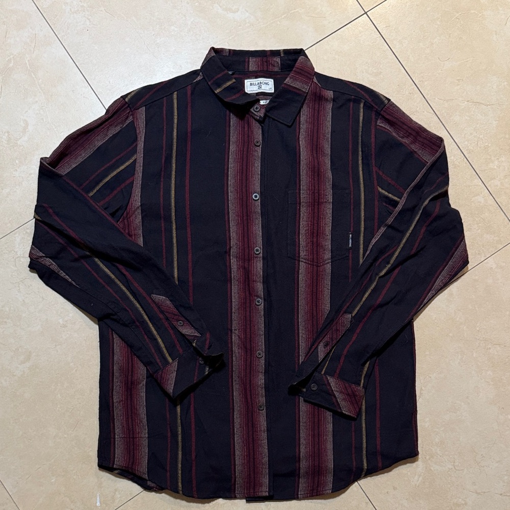 Billabong Large Men's Long Sleeve Stretchy 80s 90s Y2K Shirt